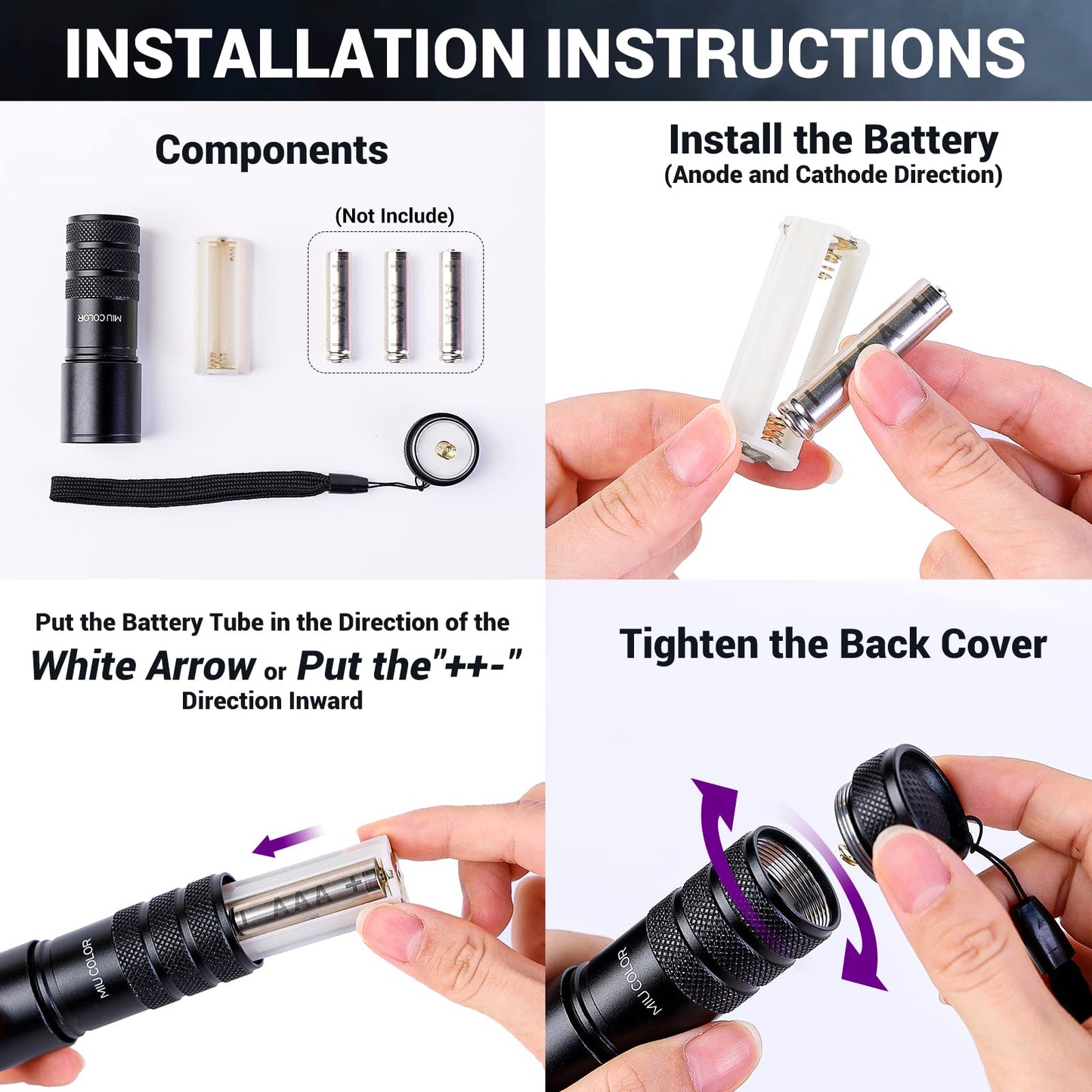 MIU COLOR Black Light UV Flashlight