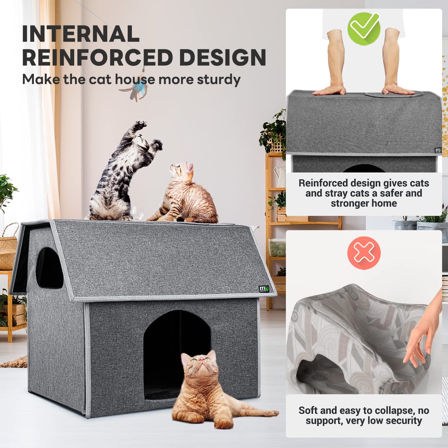 MIU COLOR Outdoor Cat House-Grey