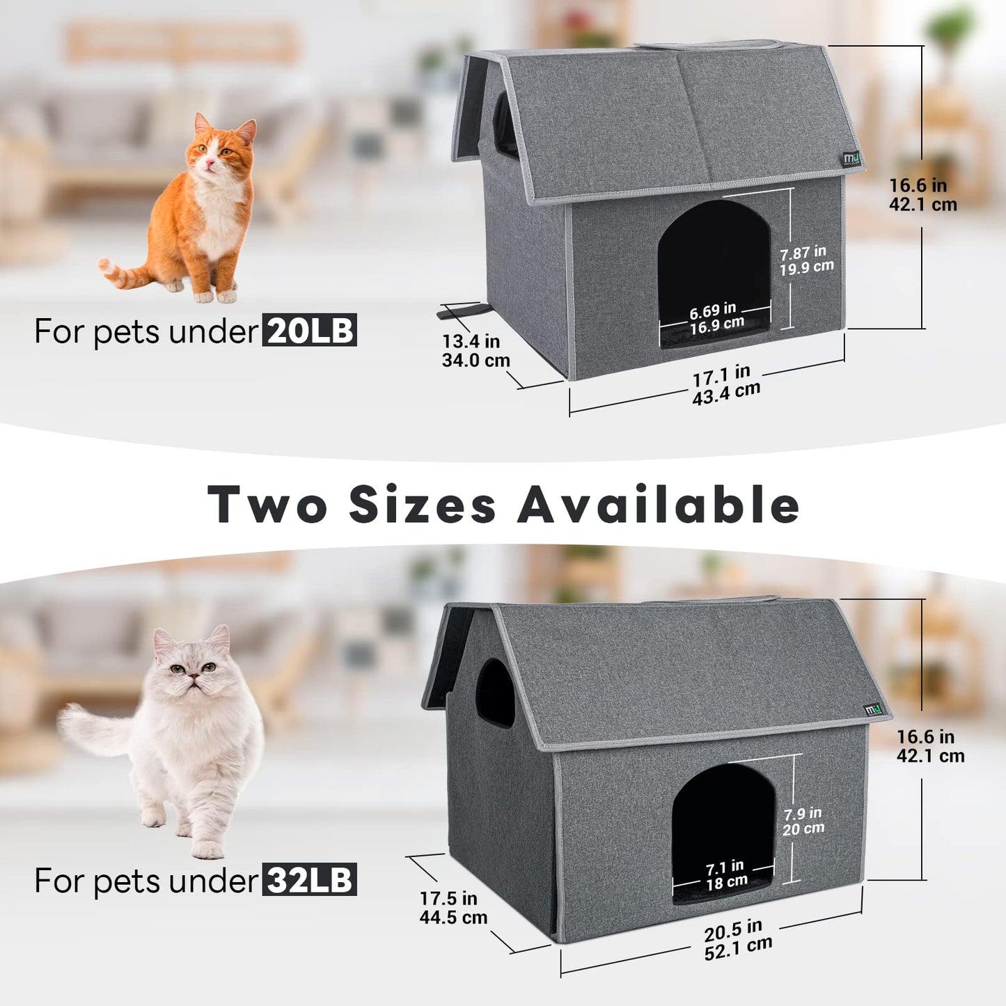 MIU COLOR Outdoor Cat House-Grey