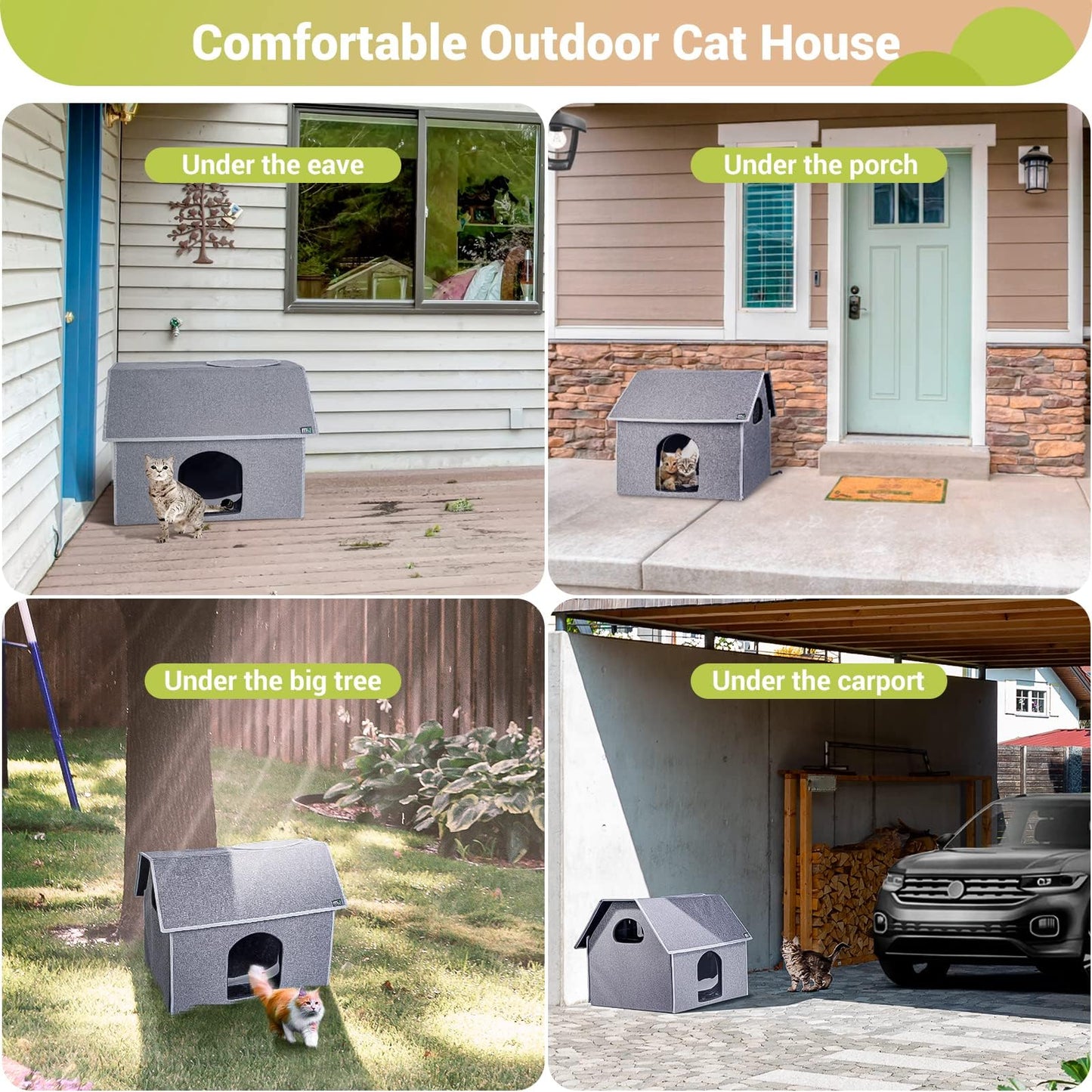 MIU COLOR Outdoor Cat House-Grey