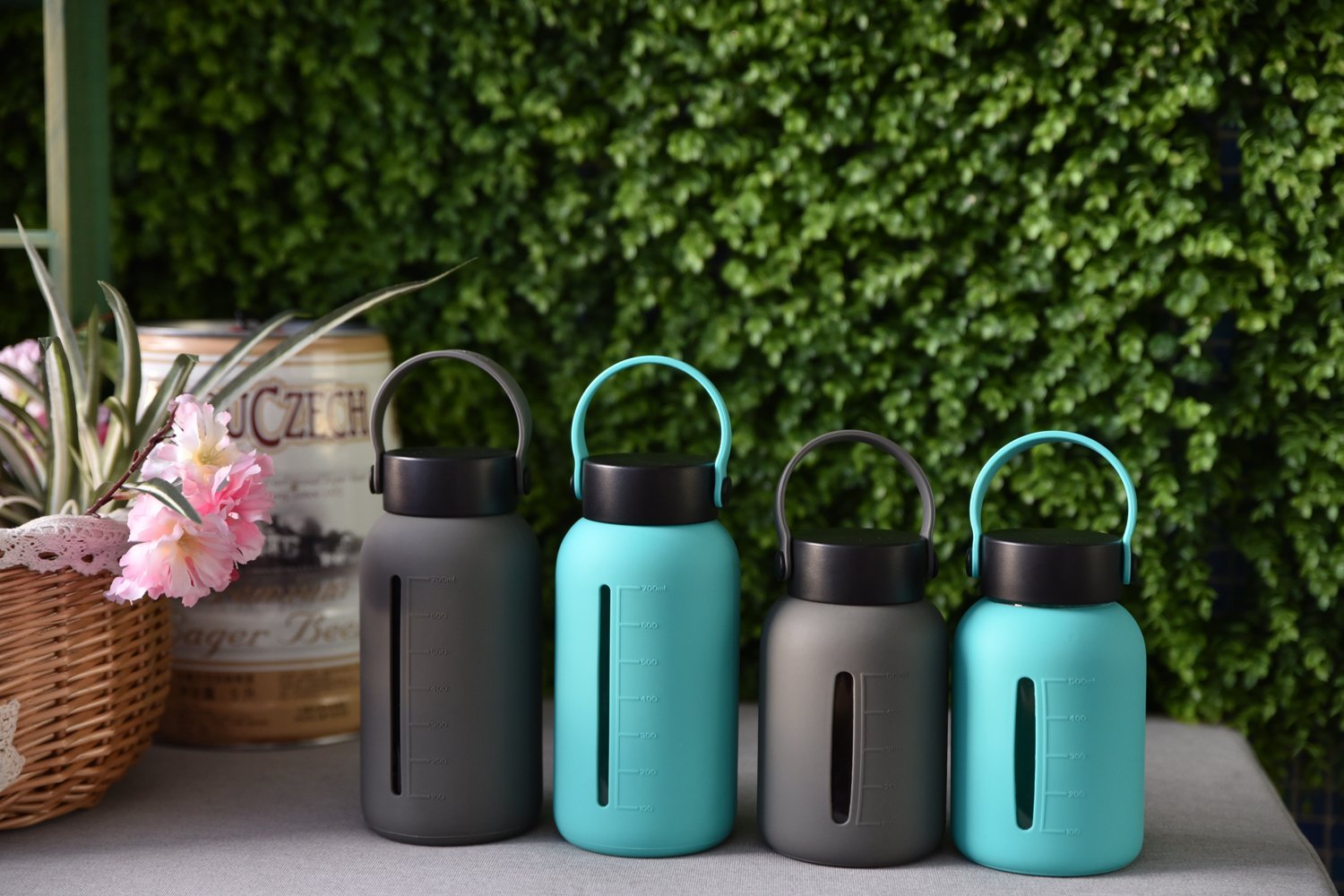 30 oz glass water bottle Glass Water Bottle with Wide Mouth and Silicone Sleeve (30oz) – miucolorstore